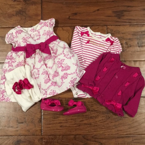 Gymboree French Theme Toile Bundle Magenta & White - Picture 1 of 8